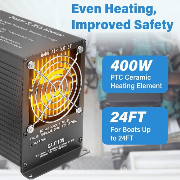 Boat Engine Compartment Heater, 400W Bilge Heater with Thermostat and Self-Regul - Picture 5 of 8